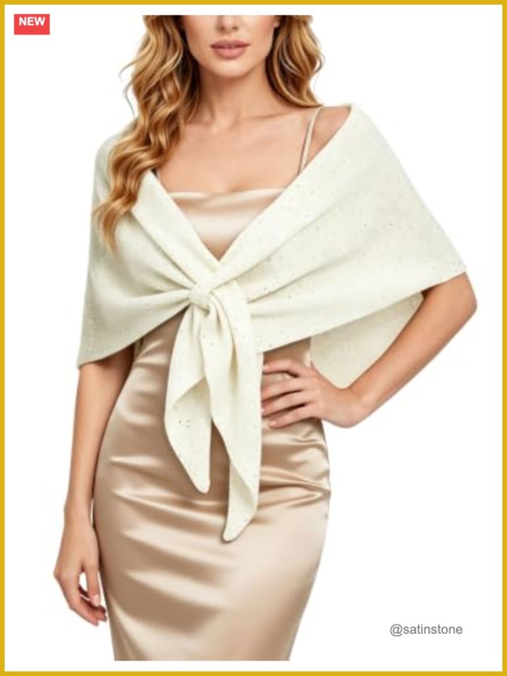 Sparkly Knit Shawl Wrap Triangle Cape for Dresses